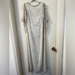 Stunning VTG 90’s Laurence Kazar Fully Sequined Silk Dress W/ Cowl Back Pet. Sm